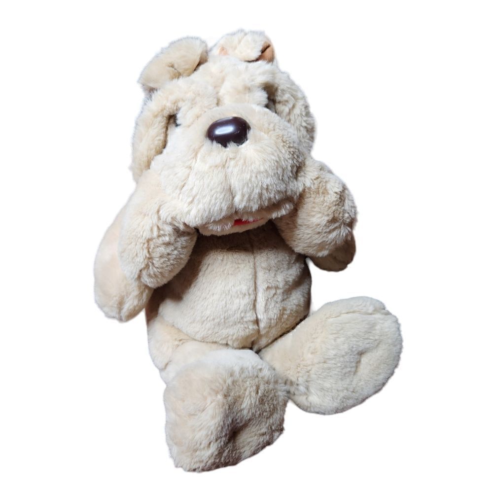 Commonwealth Plush Wrinkle Dog Beige Stuffed Animal Shar Pei Bulldog Vintage 84